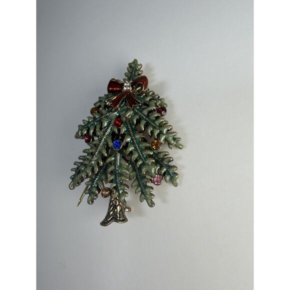 Avon Signed 2004 1st Annual Christmas Tree Brooch Pin with Rhinestones - Picture 3 of 4